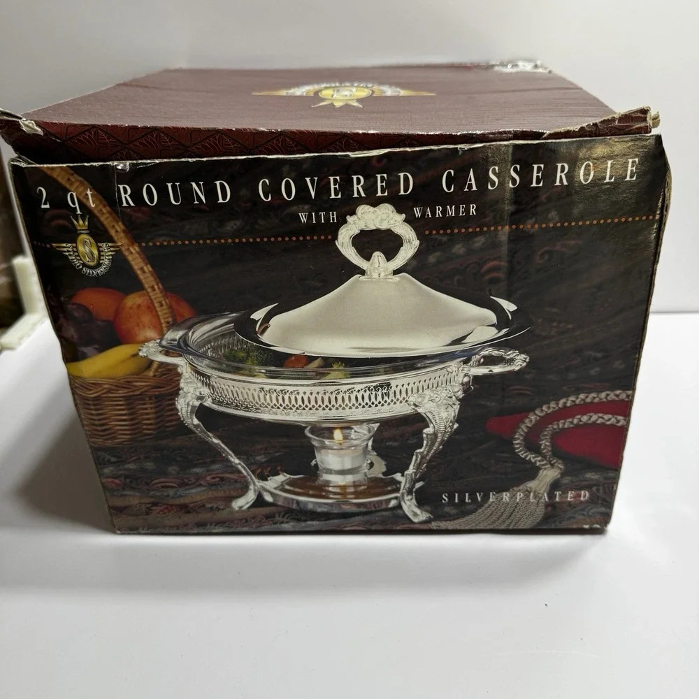 New Studio Silversmith 2 qt Round Covered Casserole Warmer Silverplated #61461